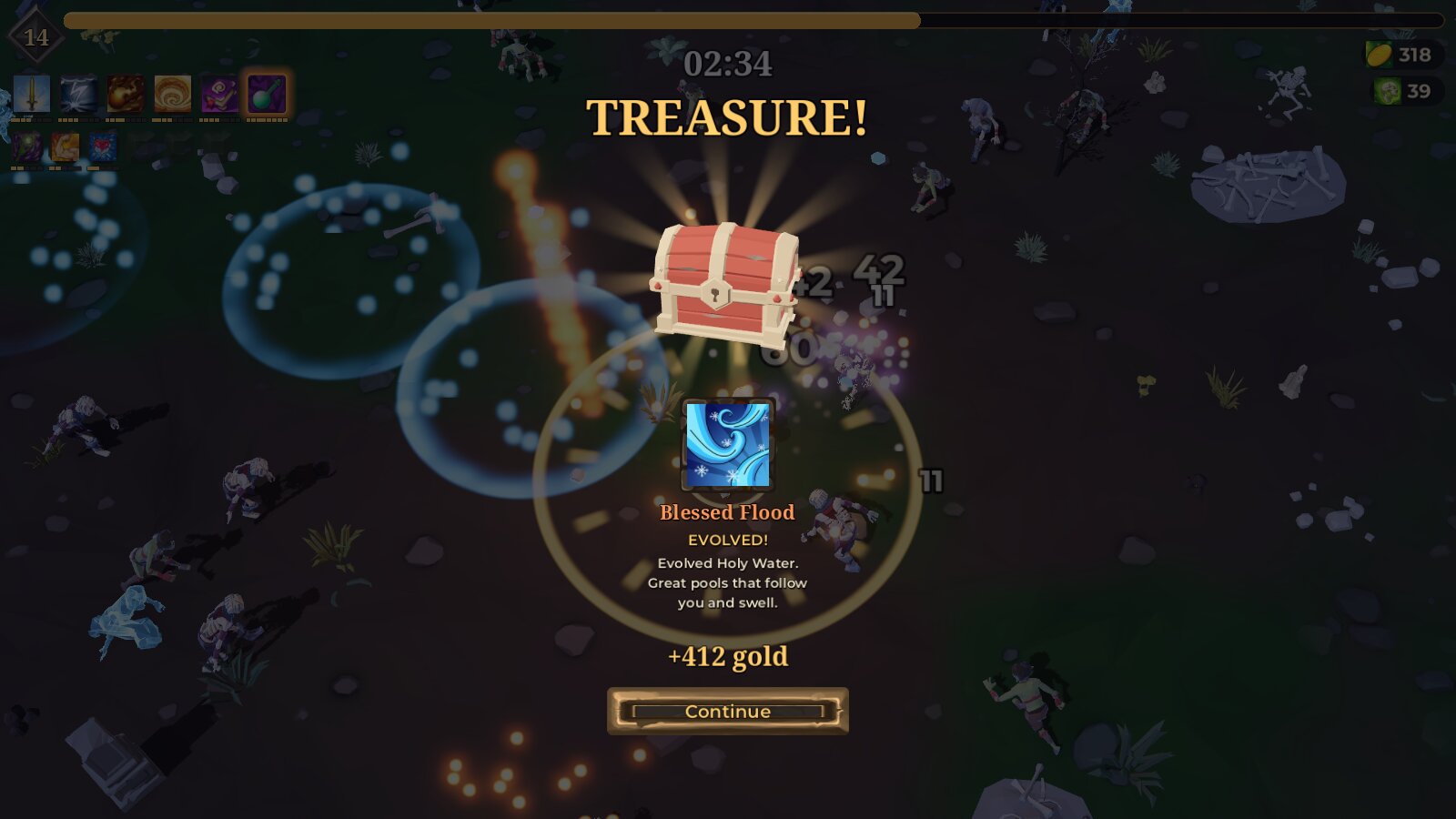 A treasure chest opening into an evolved weapon